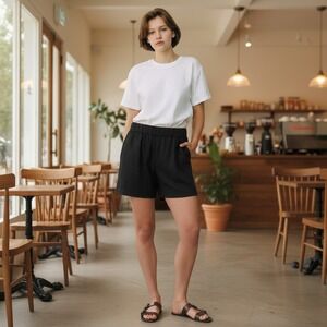 NWT BLANKNYC Womens Black Linen Blend Pull On Shorts 5 Inch Inseam Size L T